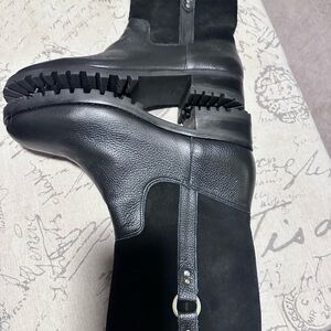 Black Leather and suede women’s ankle boot